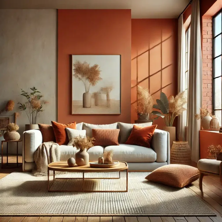 Déco salon terracotta